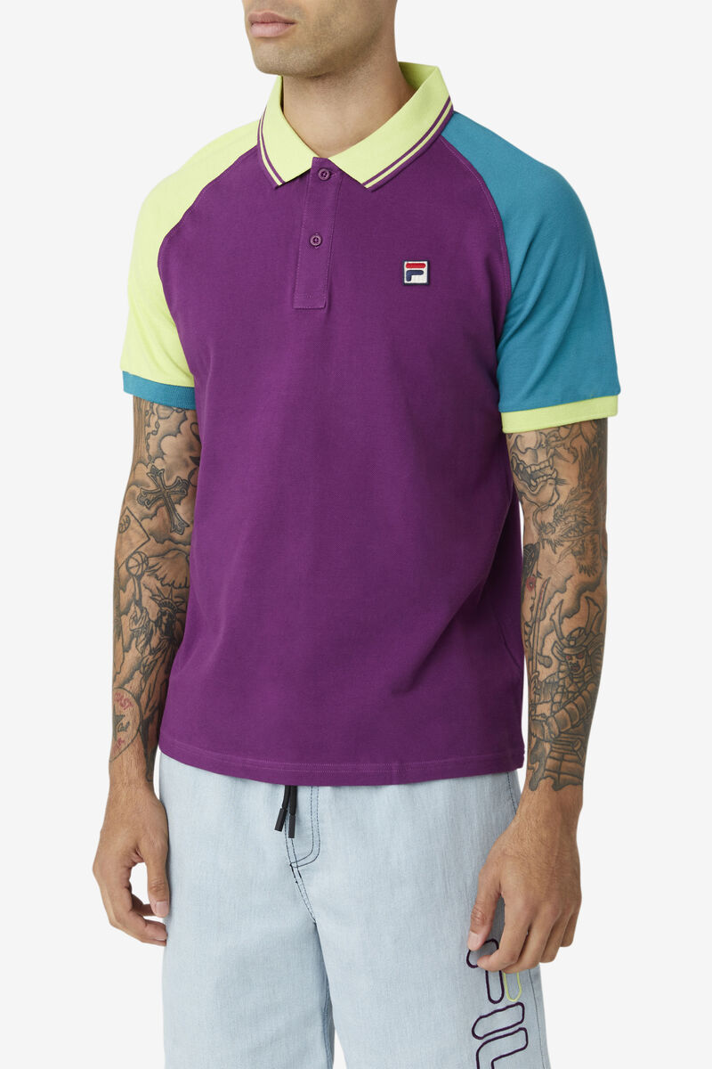 Purple / Purple Men's Fila Apollo Polo Polos | ypraGNel12L