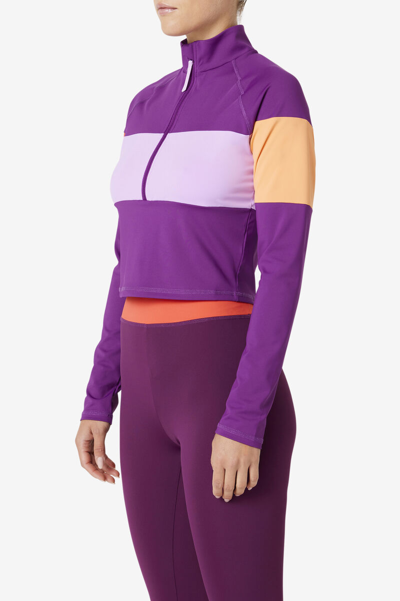 Purple Women's Fila Jaida Based Layer Half Zip Jackets | Ra75UrMFhe4