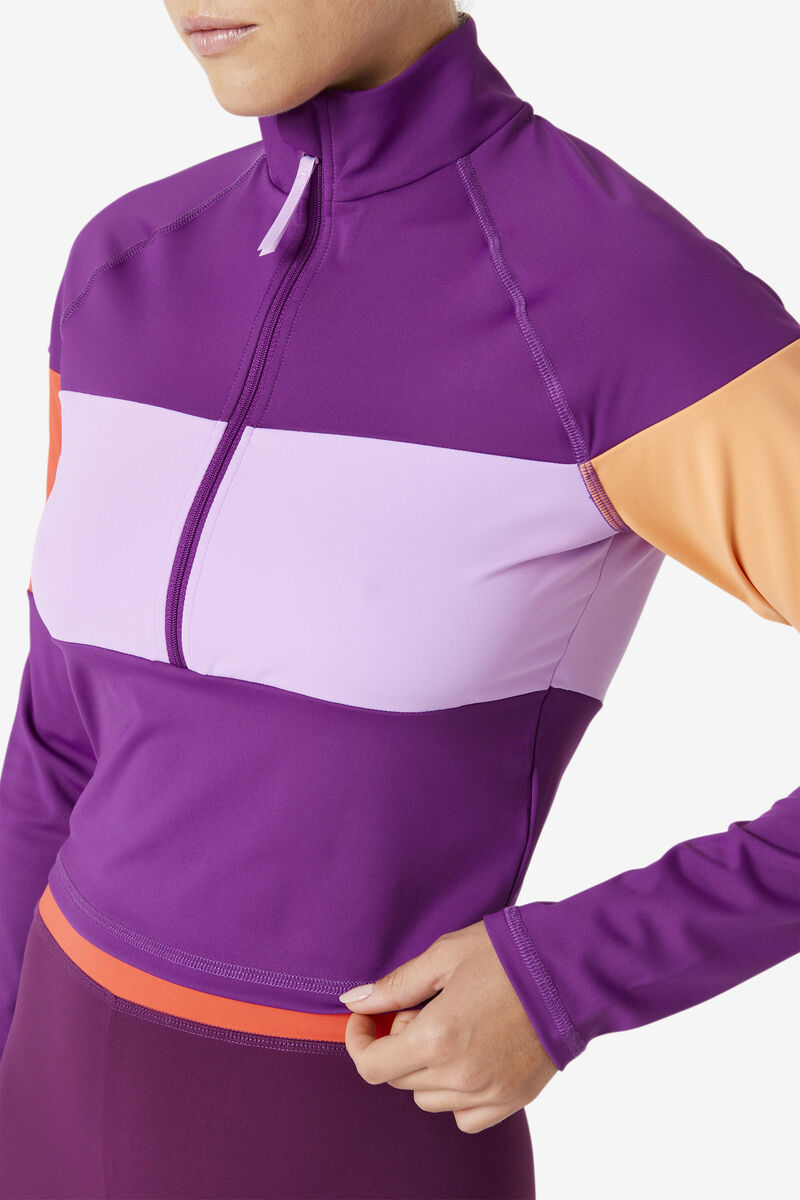 Purple Women's Fila Jaida Based Layer Half Zip Jackets | Ra75UrMFhe4