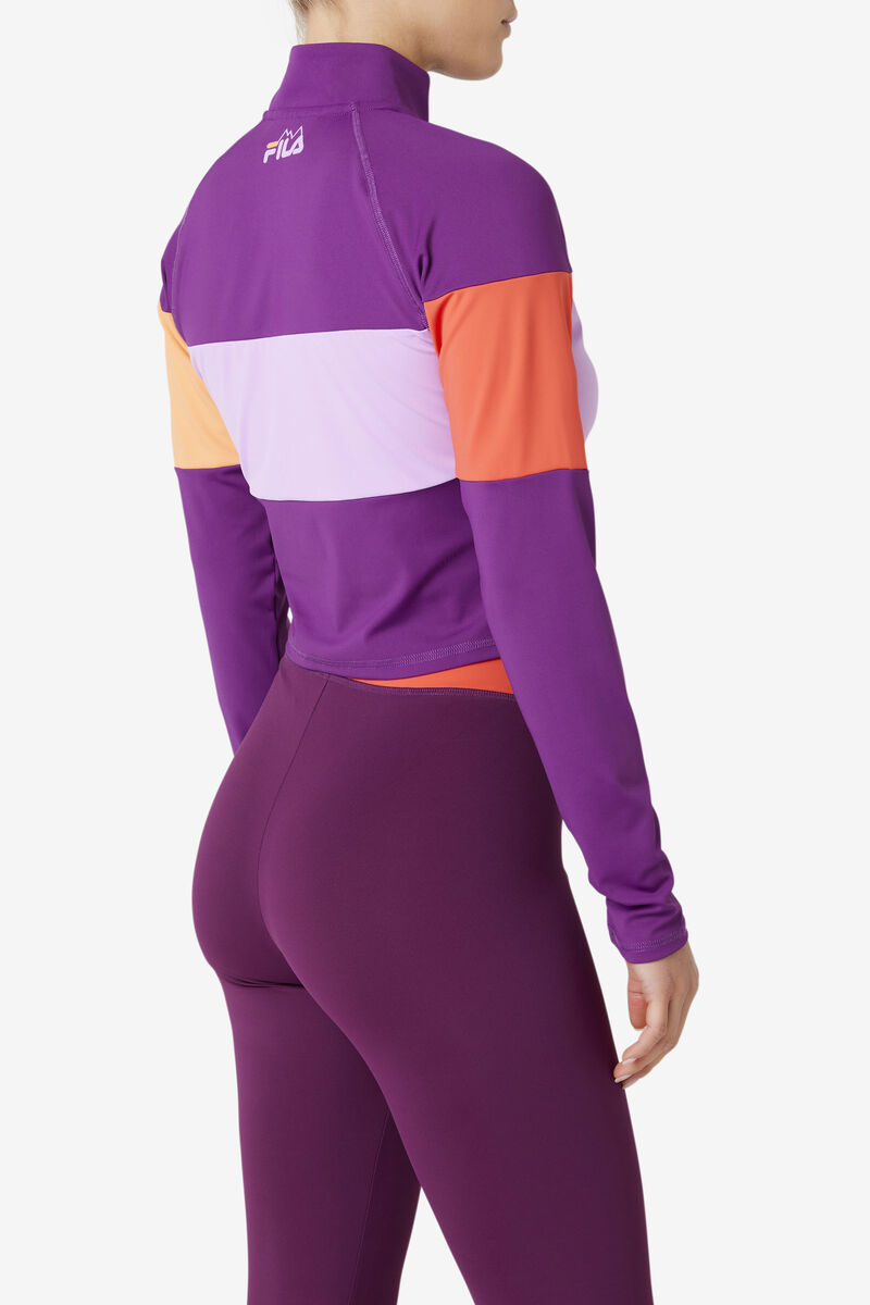 Purple Women's Fila Jaida Based Layer Half Zip Tracksuits | So96yRr7z1q