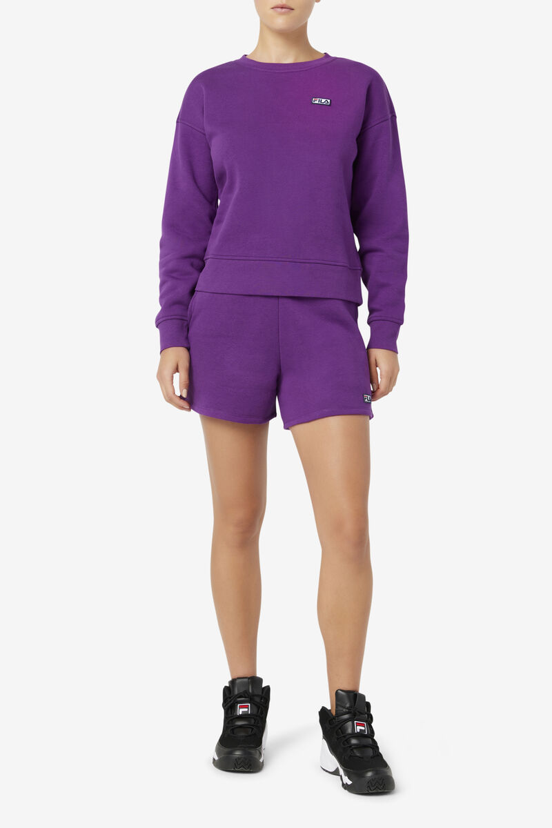 Purple Women's Fila Stina Crew Sweatshirts | 1EqUsVncSSH