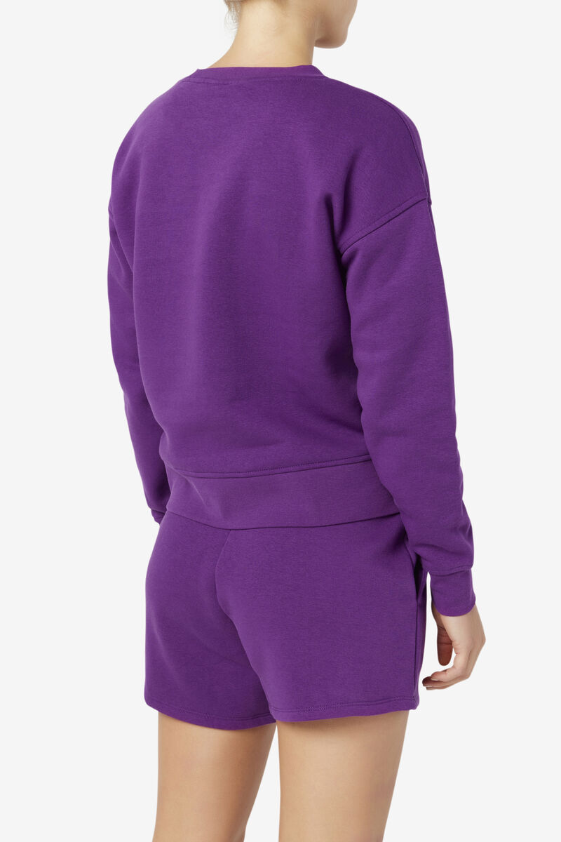 Purple Women's Fila Stina Crew Sweatshirts | 1EqUsVncSSH