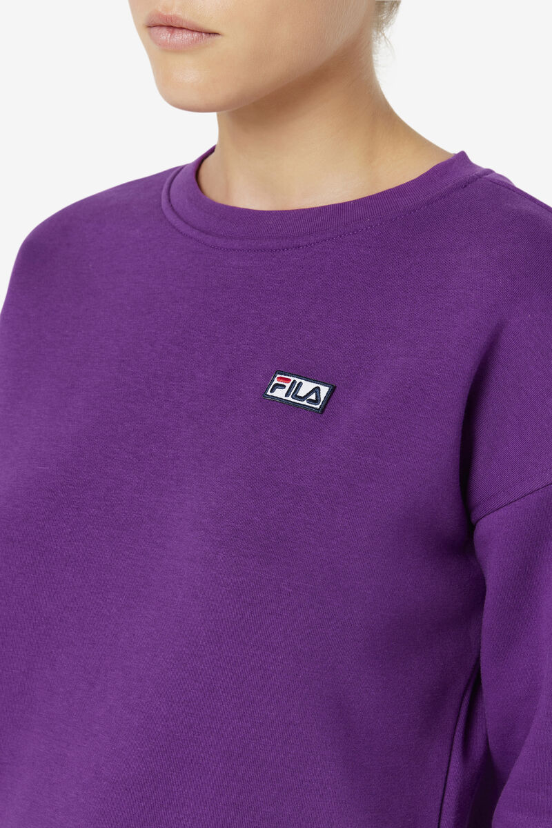 Purple Women's Fila Stina Crew Sweatshirts | 1EqUsVncSSH