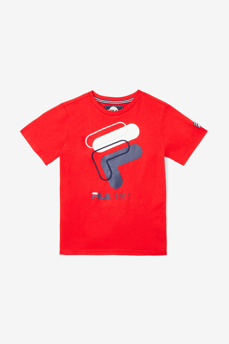 Red Kids\' Fila 3d Logo T Shirts | av1CCrRN4NJ