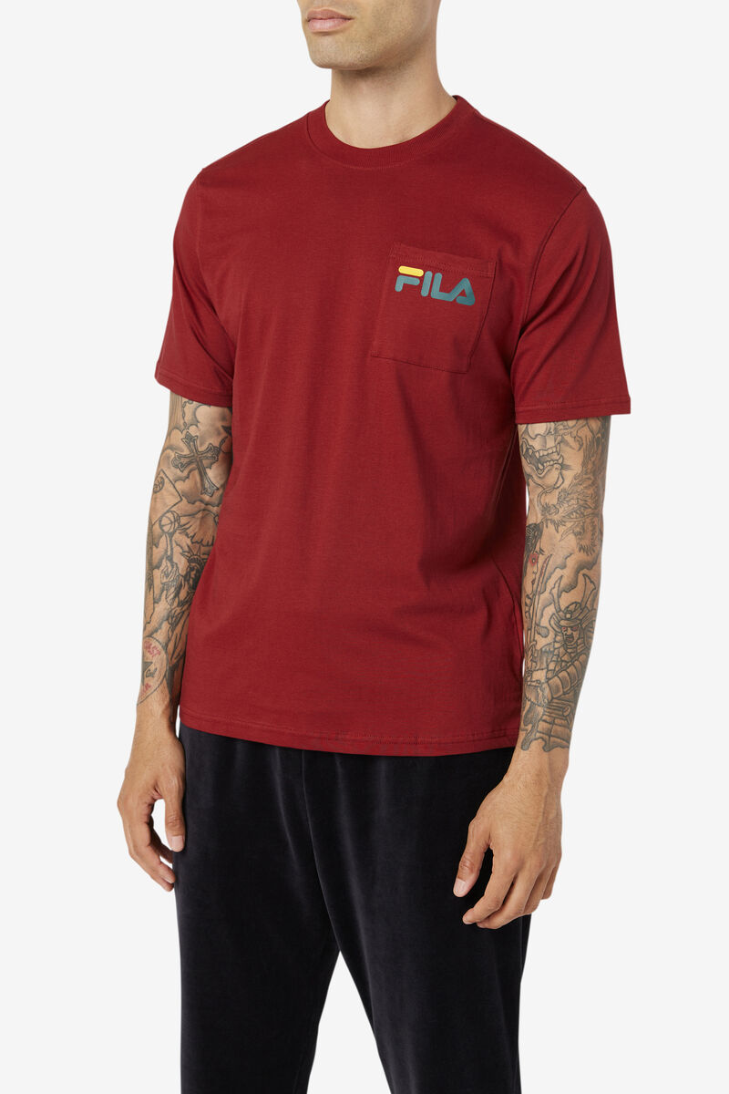 Red Men's Fila Curtis Pocket T Shirts | xvJT82Zhg8g