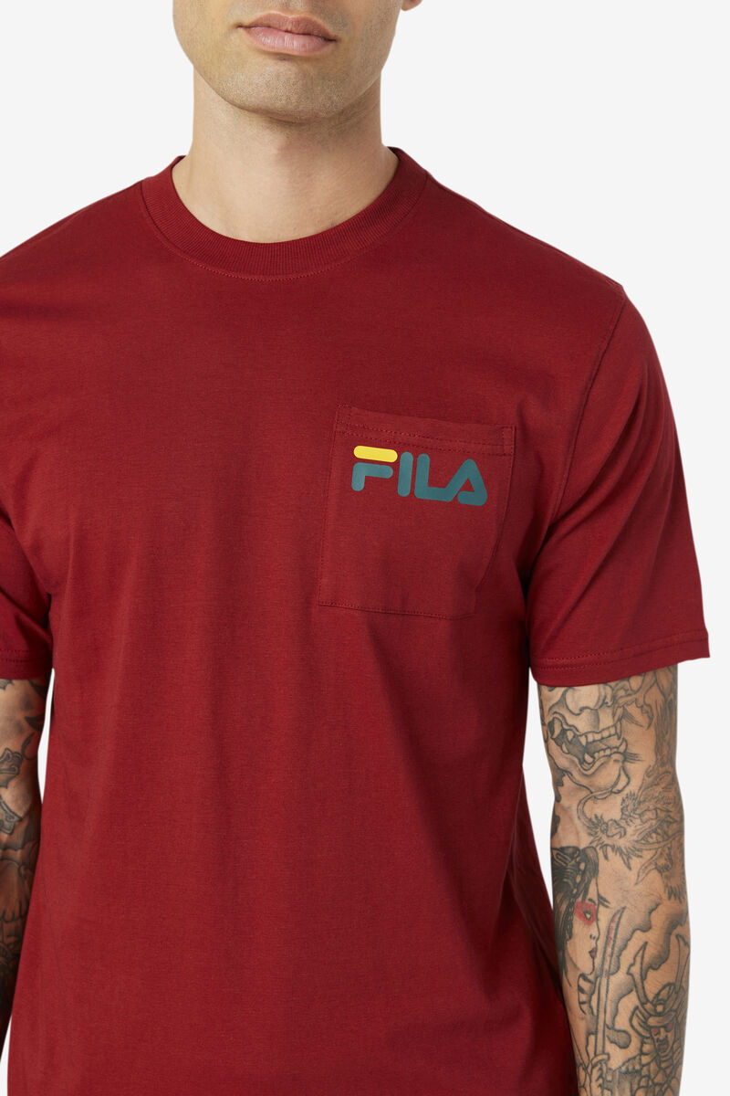 Red Men's Fila Curtis Pocket T Shirts | xvJT82Zhg8g