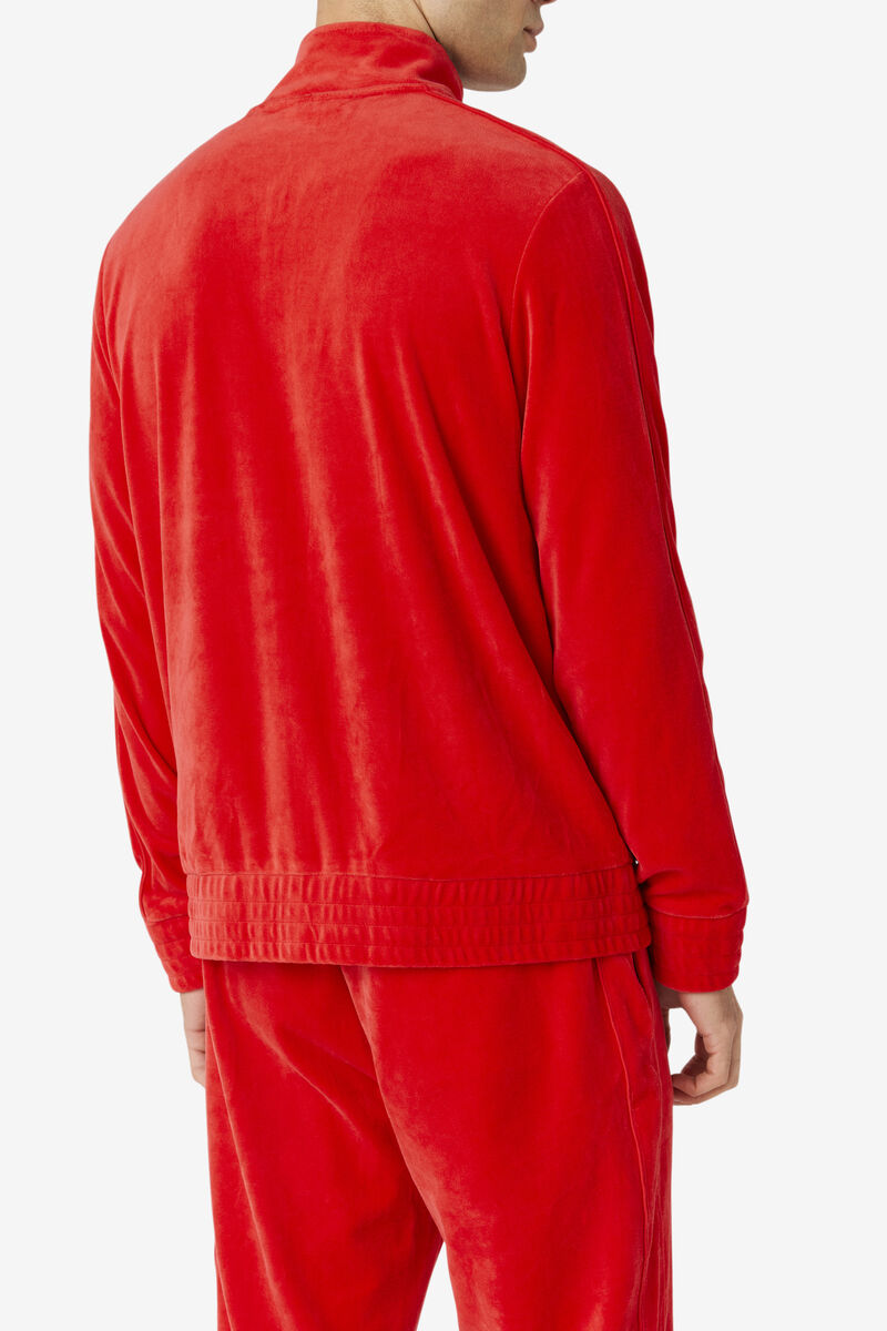 Red Men's Fila Deverall Velour Jacket Tracksuits | FZeGkwTWuuh