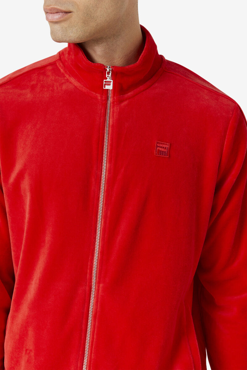 Red Men's Fila Deverall Velour Jacket Tracksuits | FZeGkwTWuuh