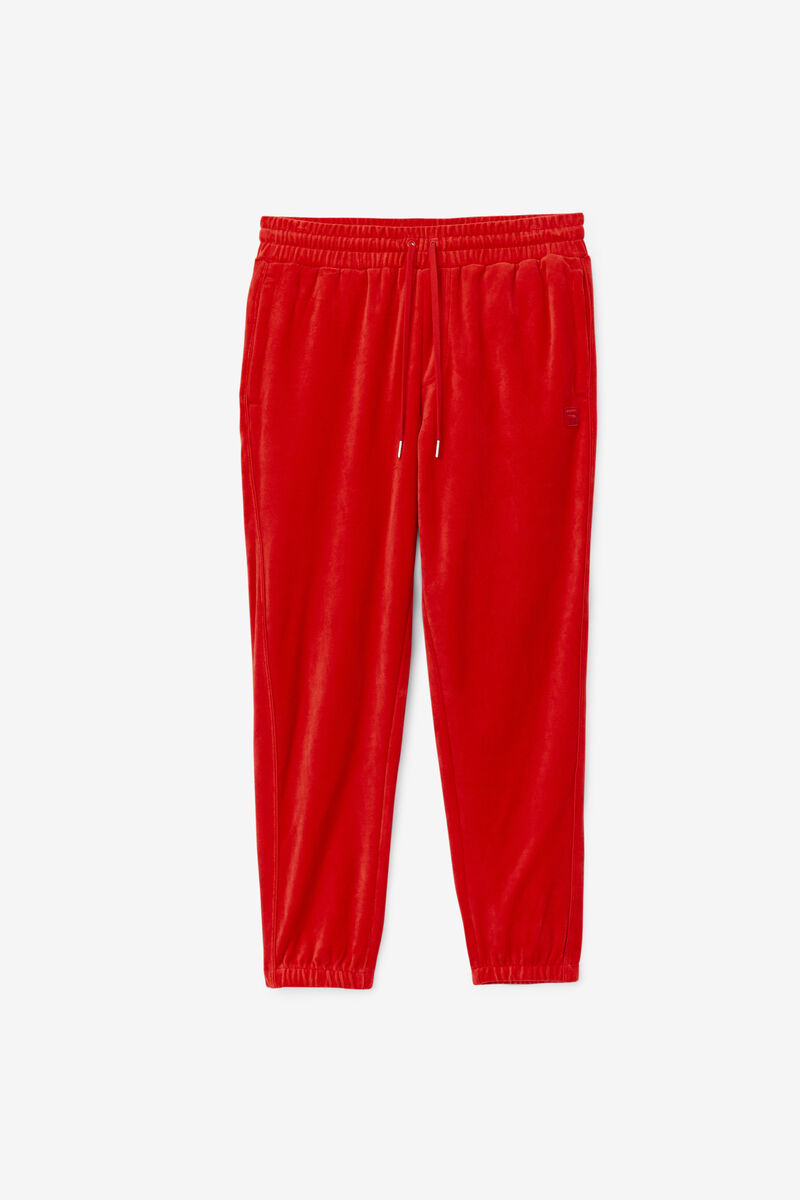 Red Men\'s Fila Deverall Velour Pant Tracksuits | qpvDFIunLW1