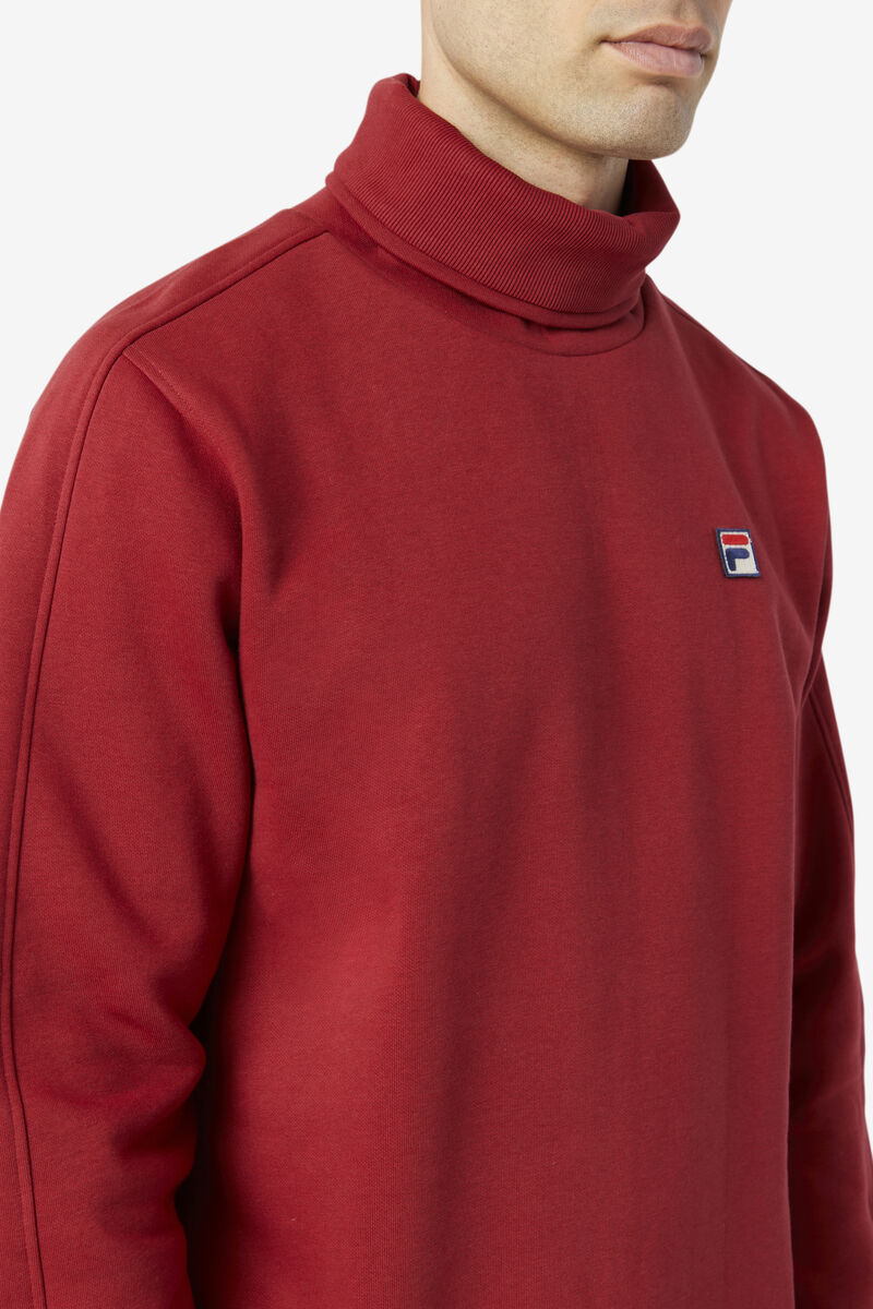 Red Men's Fila Noah Fleece Turtleneck Sweatshirts | hP3a1fMHmKv