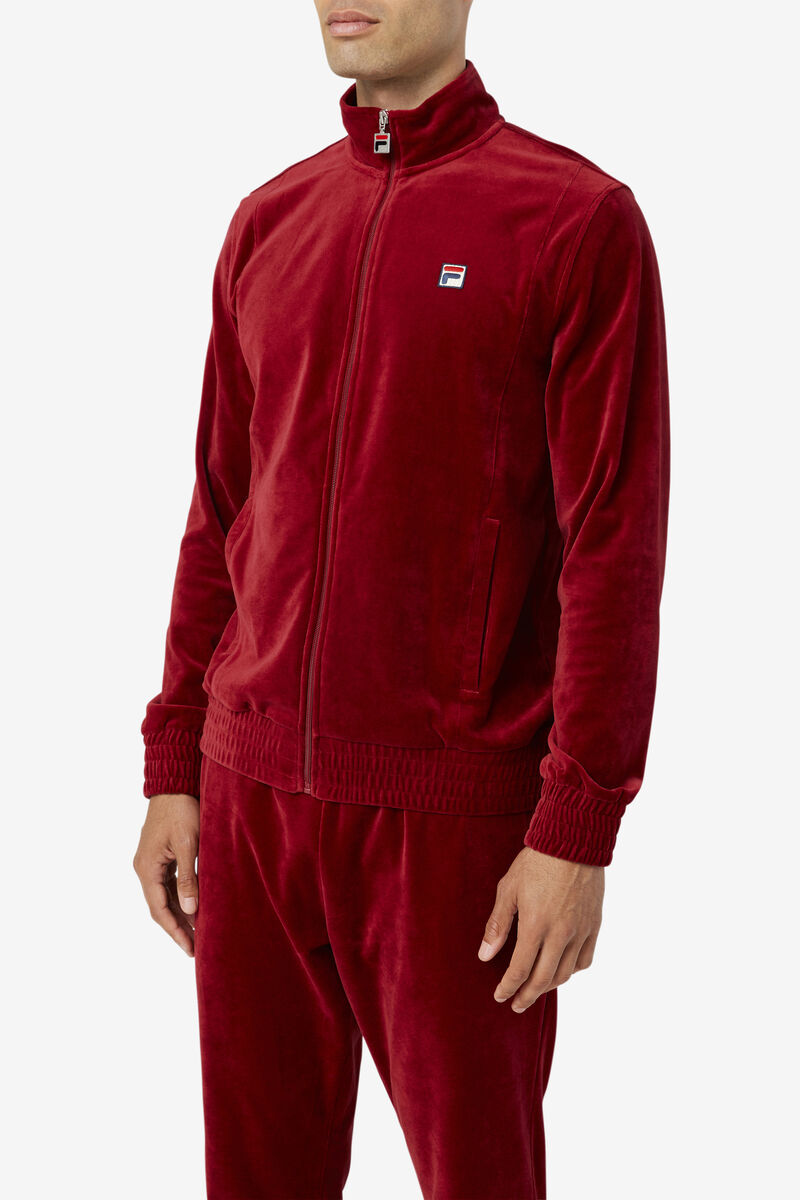 Red Men's Fila O-fit Velour Jacket Jackets | 8PV8faQPghV