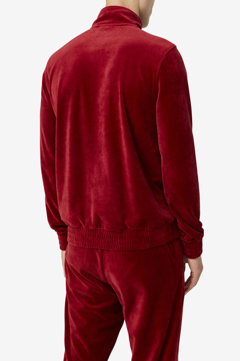 Red Men's Fila O-fit Velour Jacket Tracksuits | 1JQg92IKSdk