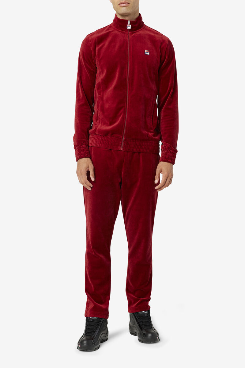 Red Men's Fila O-fit Velour Jacket Tracksuits | 1JQg92IKSdk