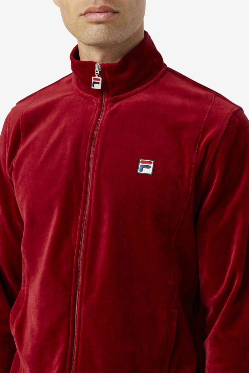 Red Men's Fila O-fit Velour Jacket Tracksuits | 1JQg92IKSdk