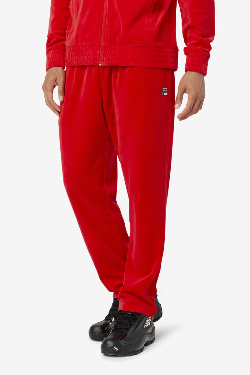 Red Men's Fila O-fit Velour Pant Tracksuits | Ucw9R1MVyqL