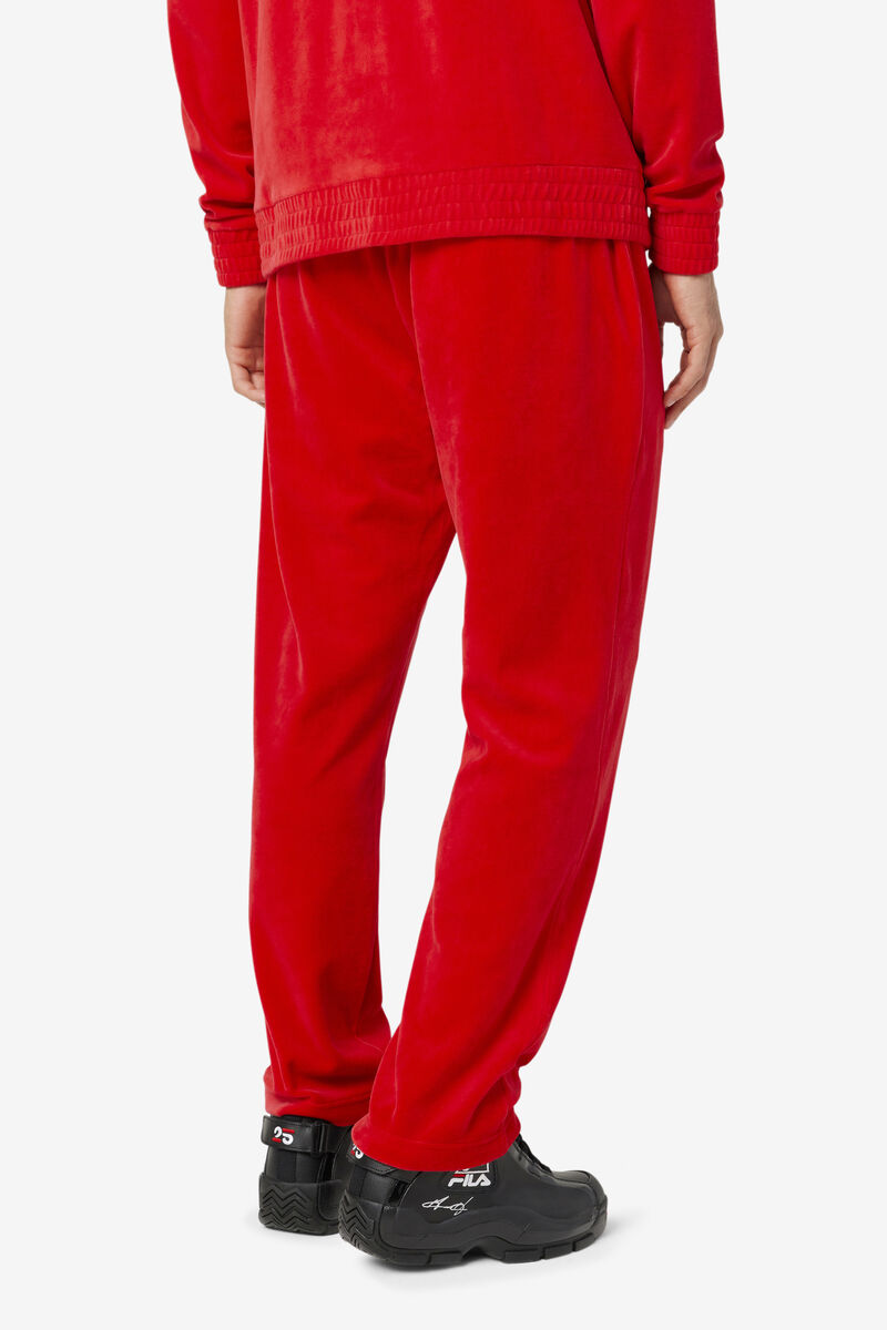 Red Men's Fila O-fit Velour Pant Tracksuits | Ucw9R1MVyqL