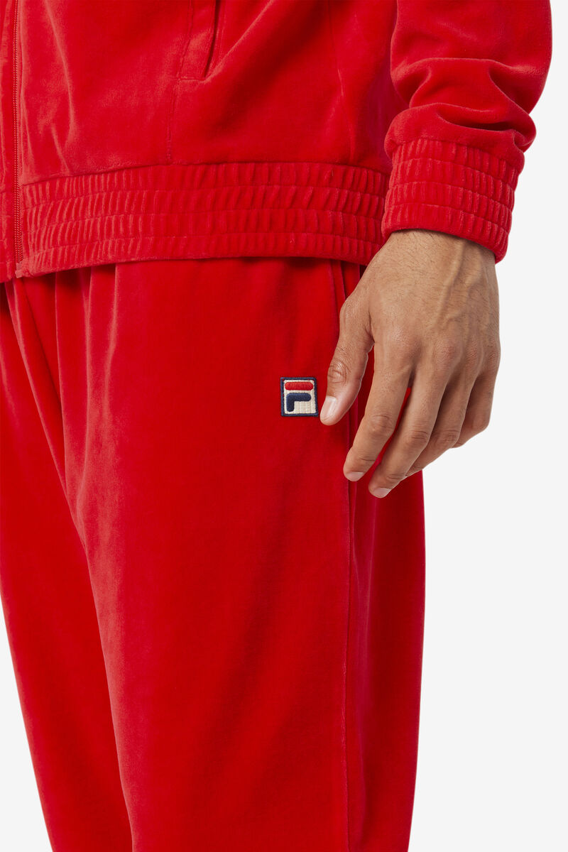 Red Men's Fila O-fit Velour Pant Tracksuits | Ucw9R1MVyqL