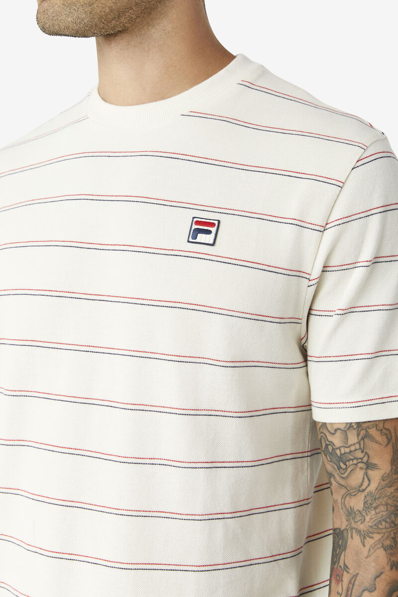 Red / Navy Men's Fila Leon T Shirts | JHMVL1vcA7X