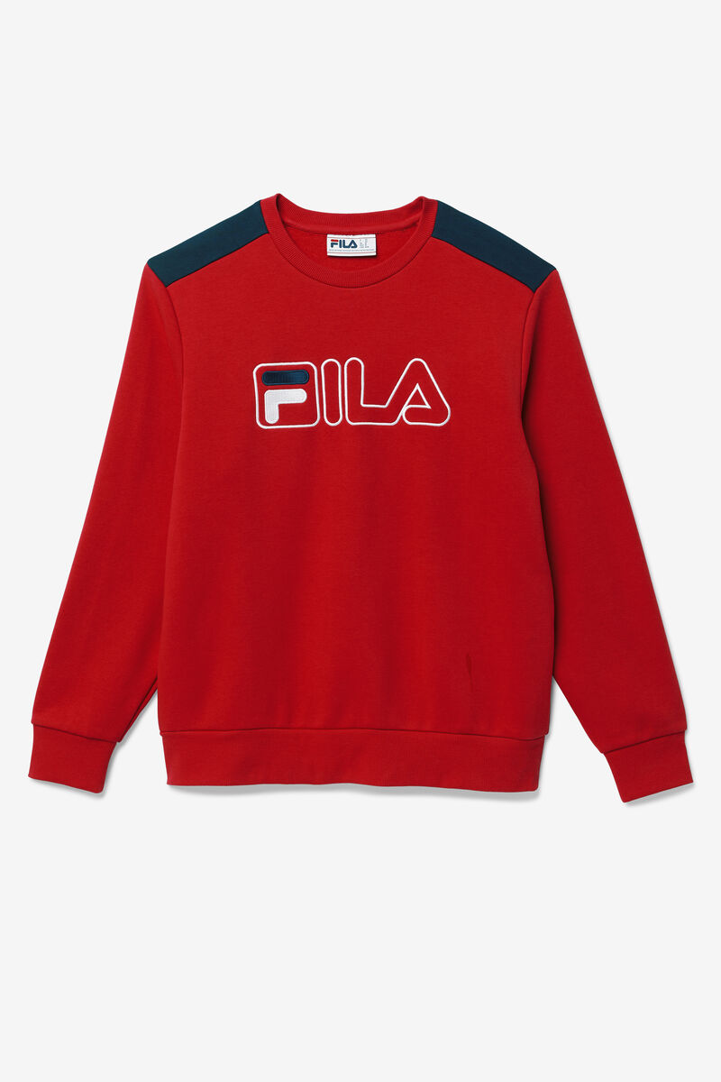 Red / Navy / White Men's Fila Basil 2 Crew Sweatshirts | mInEHbyQjzx