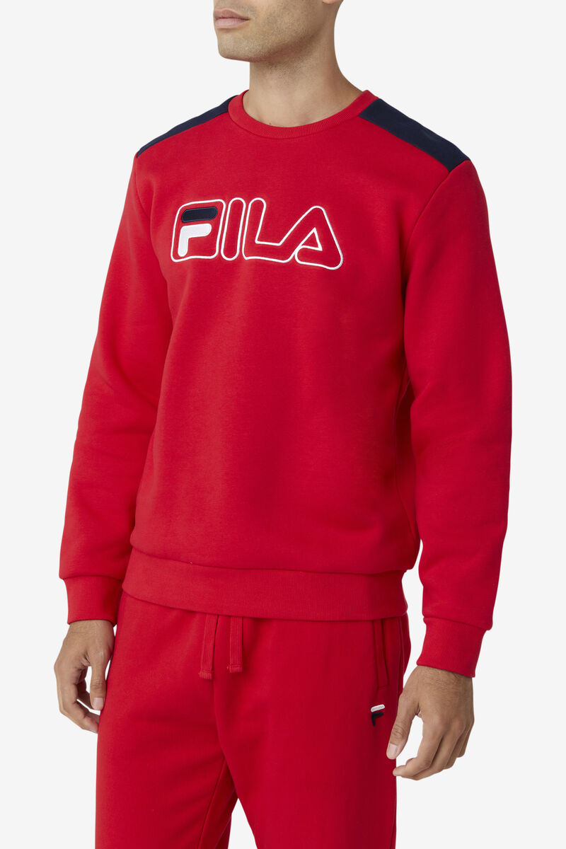 Red / Navy / White Men's Fila Basil 2 Crew Sweatshirts | mInEHbyQjzx