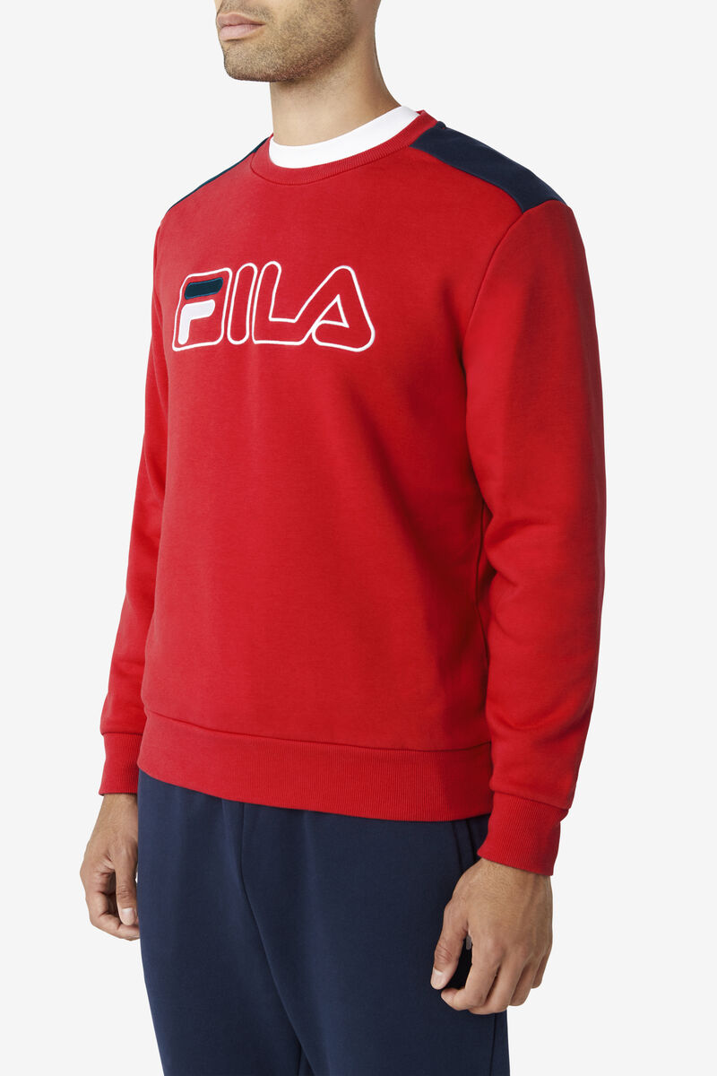 Red / Navy / White Men's Fila Basil 2 Crew Sweatshirts | mInEHbyQjzx