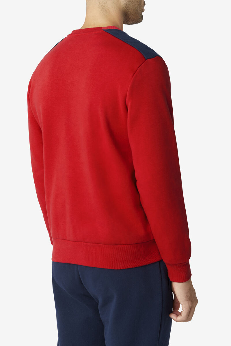 Red / Navy / White Men's Fila Basil 2 Crew Sweatshirts | mInEHbyQjzx