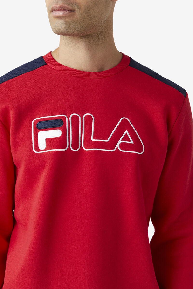 Red / Navy / White Men's Fila Basil 2 Crew Sweatshirts | mInEHbyQjzx