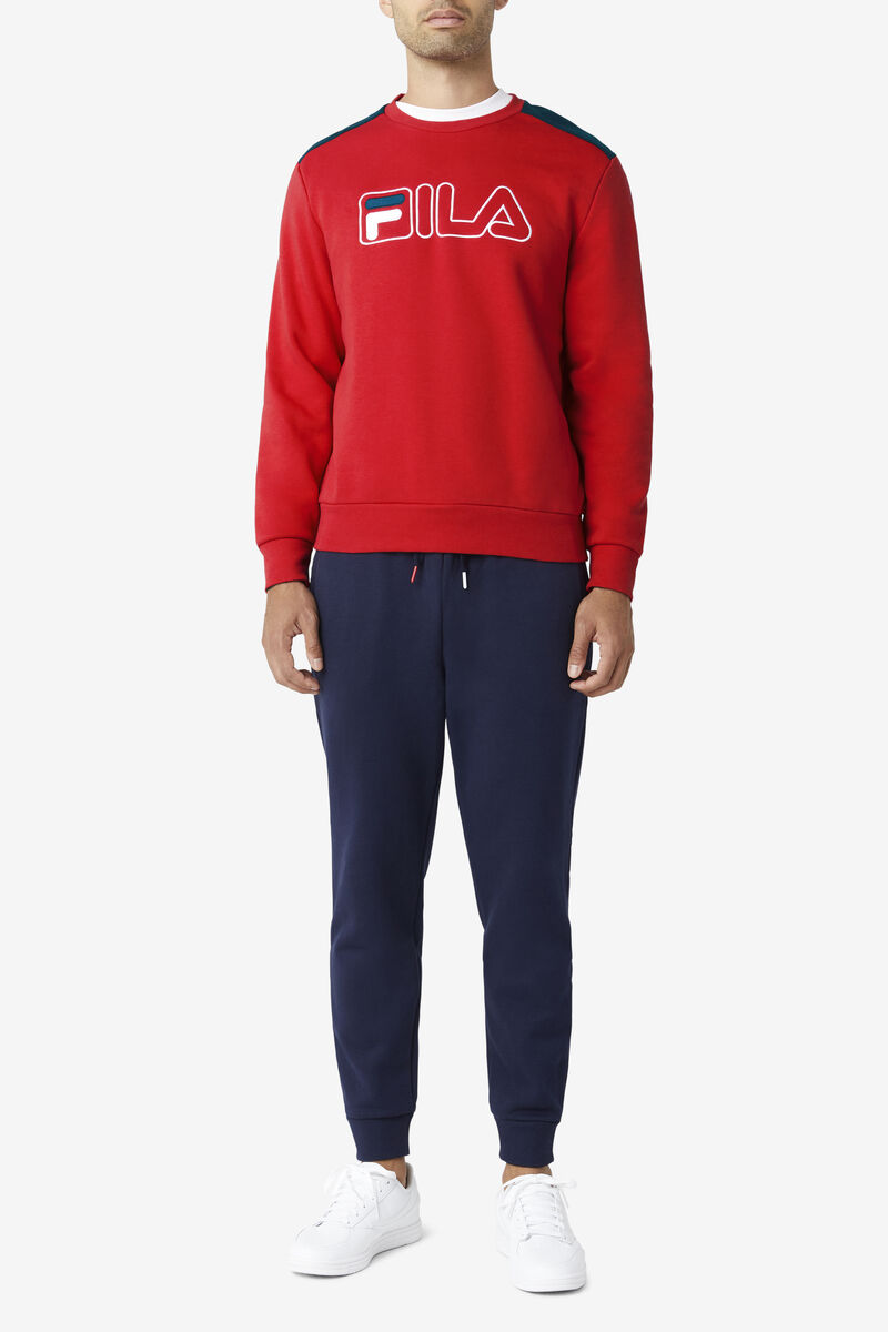 Red / Navy / White Men's Fila Basil 2 Crew Sweatshirts | mInEHbyQjzx