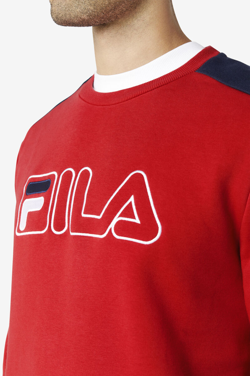 Red / Navy / White Men's Fila Basil 2 Crew Sweatshirts | mInEHbyQjzx