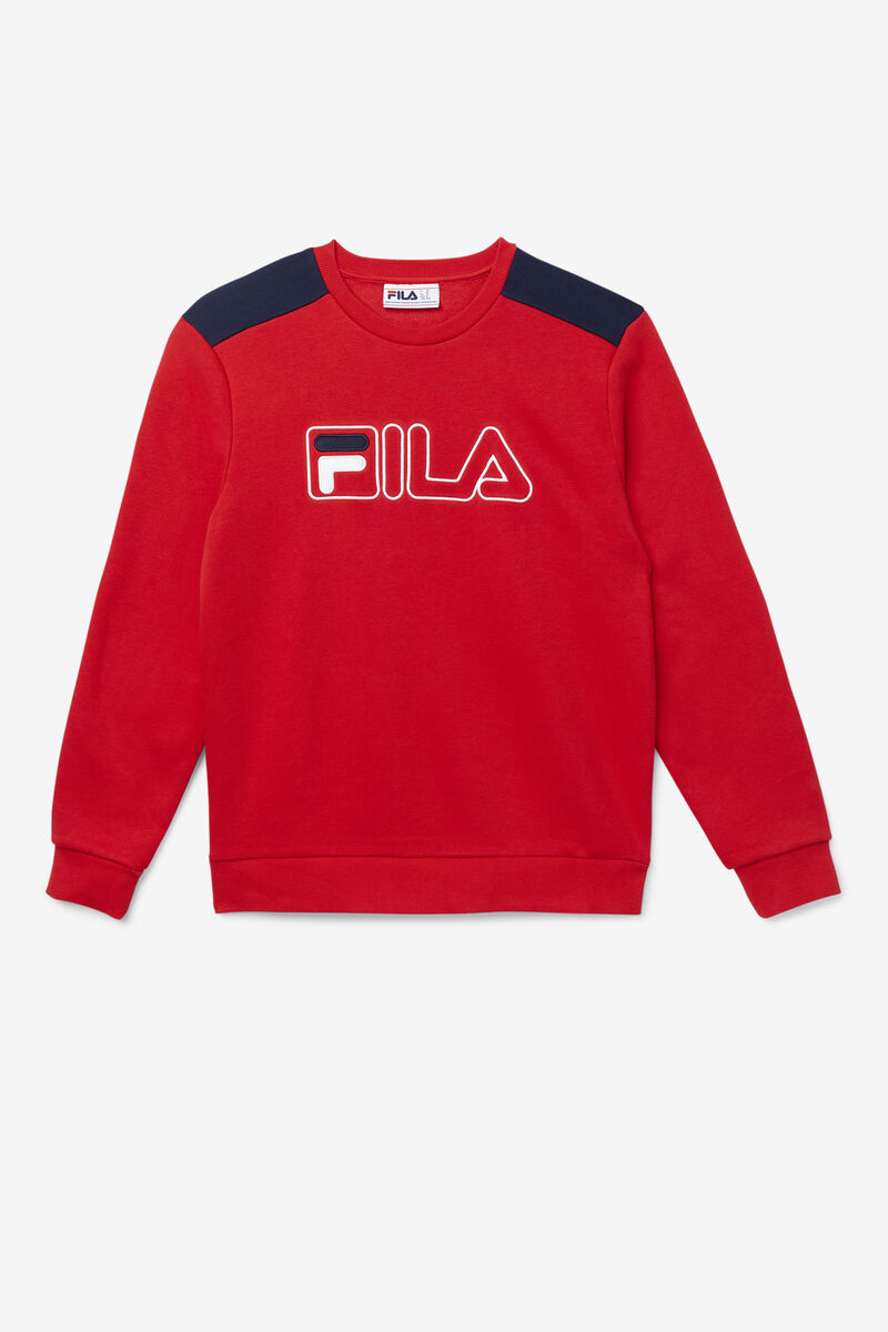 Red / Navy / White Men\'s Fila Basil 2 Crew Sweatshirts | mInEHbyQjzx