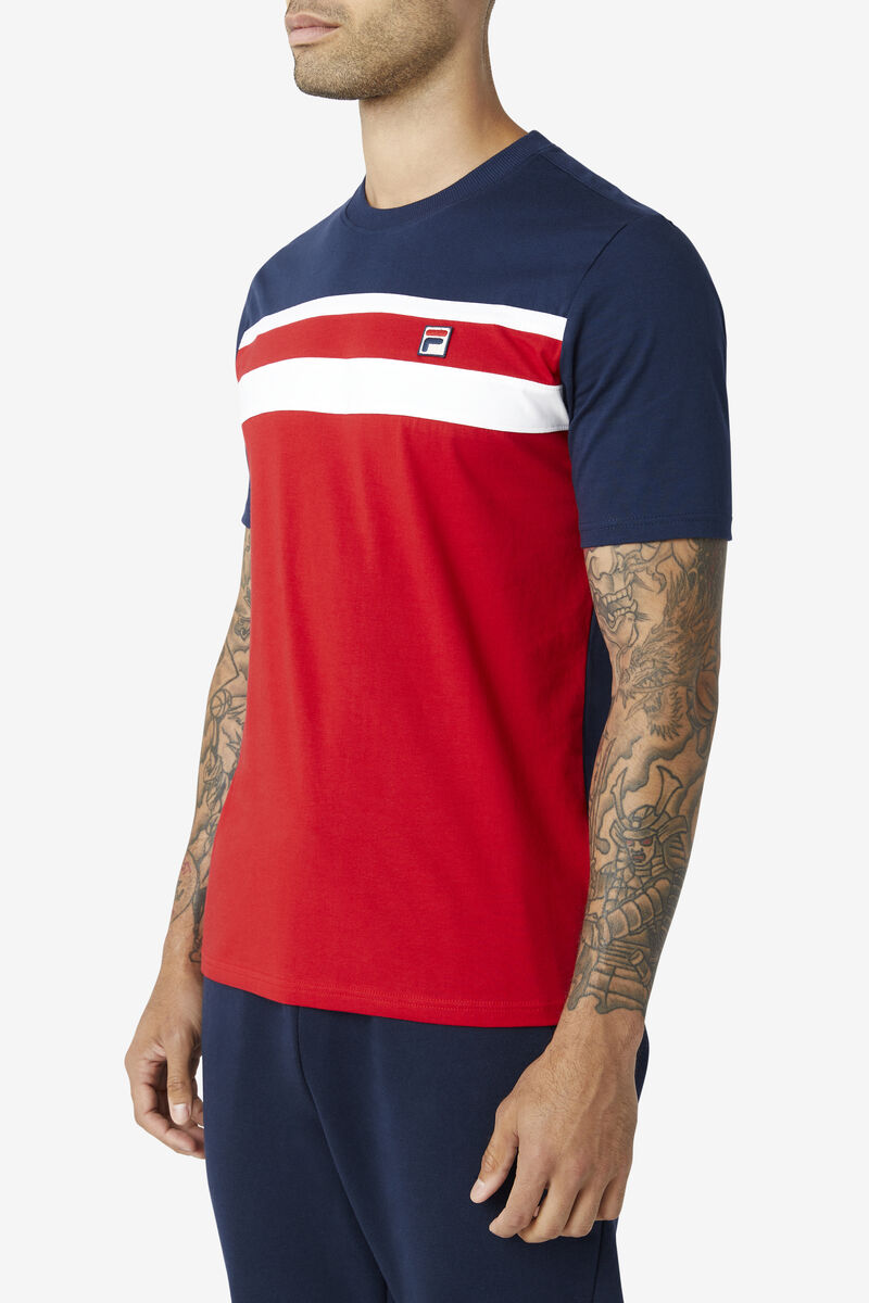 Red / Navy / White Men's Fila Dover T Shirts | kZ7ywM2qWXg