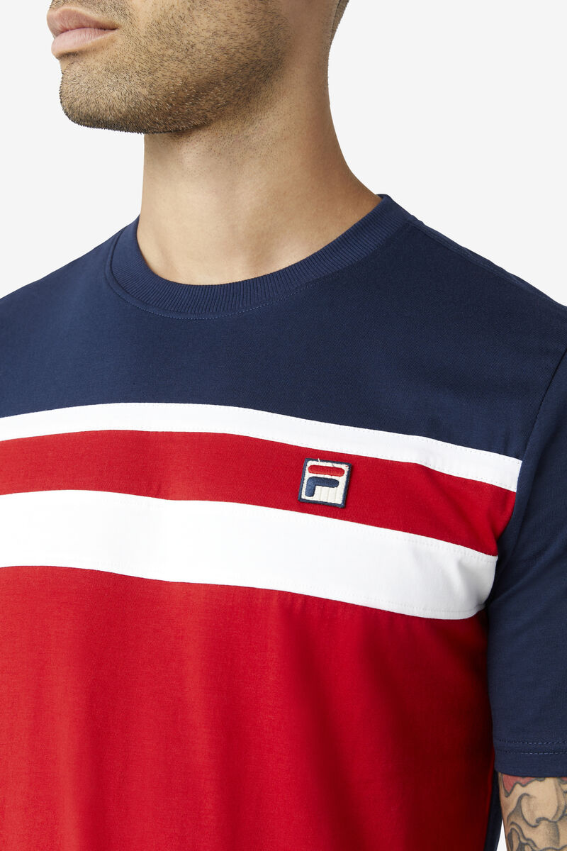 Red / Navy / White Men's Fila Dover T Shirts | kZ7ywM2qWXg