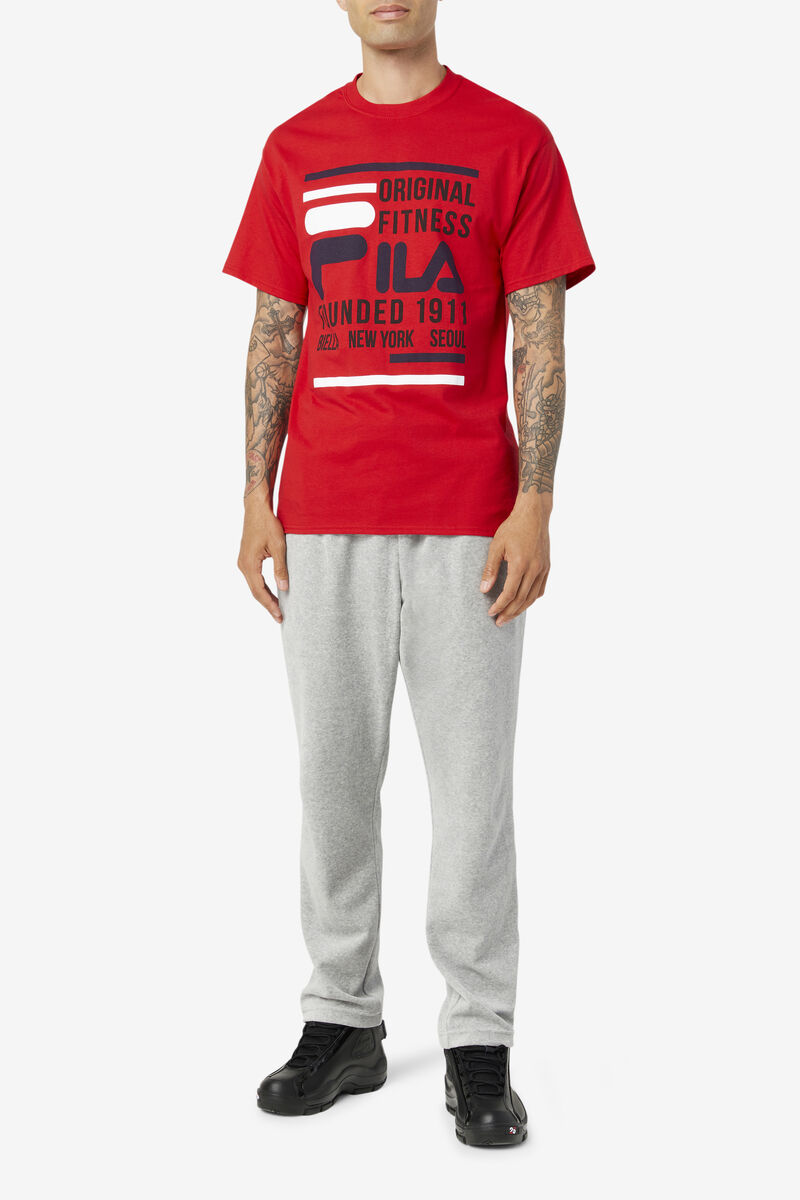 Red / Navy / White Men's Fila Original Fitness T Shirts | xBHN2or1hye