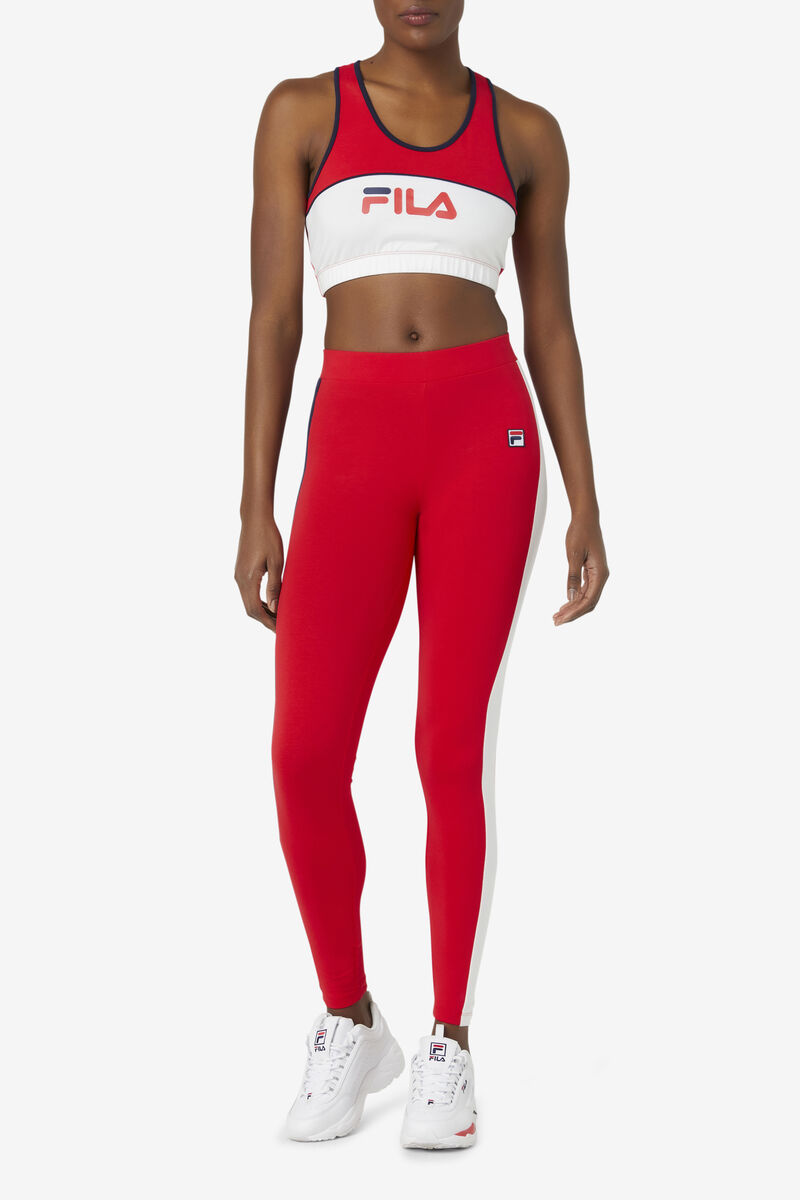 Red / Navy / White Women's Fila Riviera Legging Leggings | 6SdDckbnUat