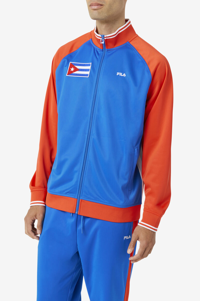 Red / White / Blue Men's Fila Cuba Track Jacket Outerwear | bops4ibX2PE