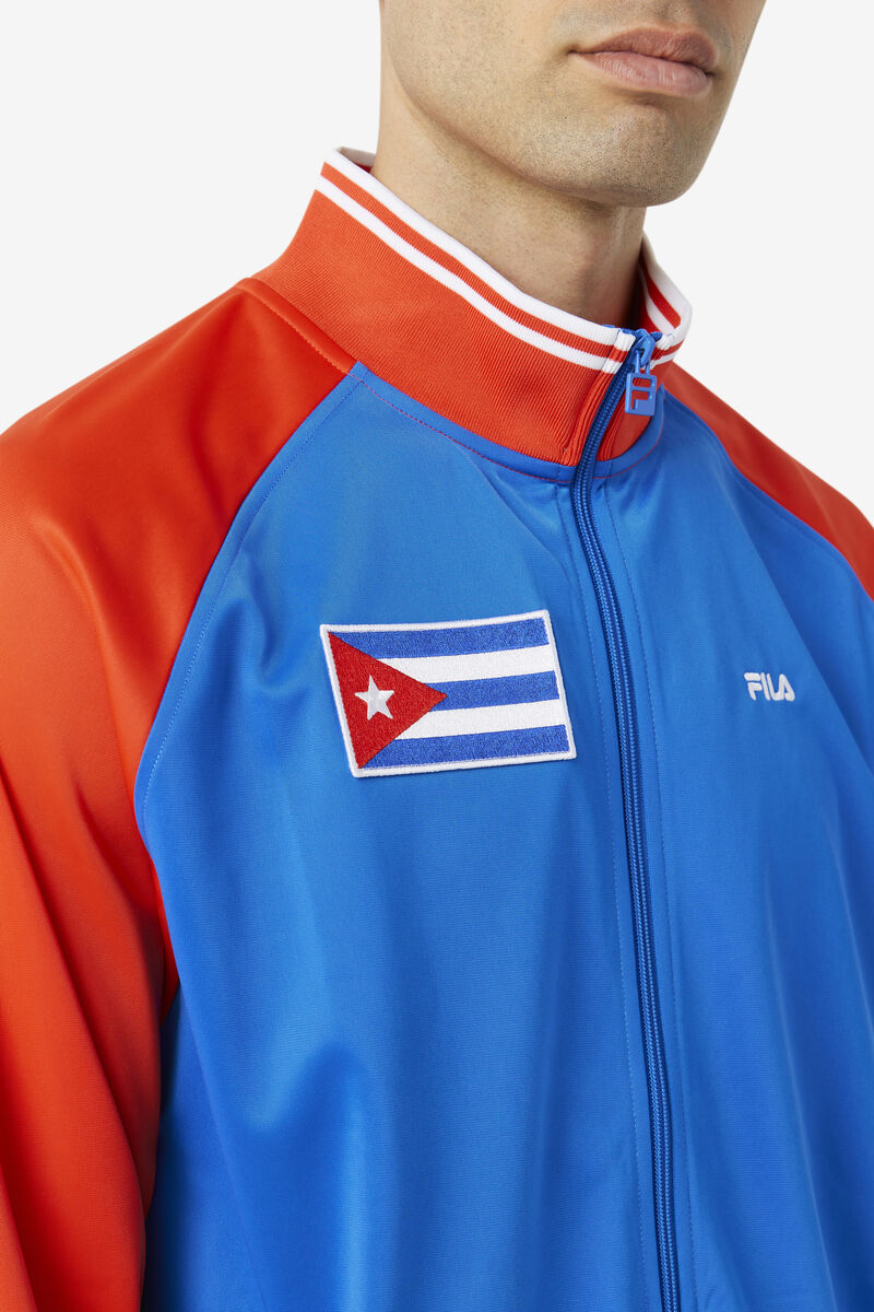 Red / White / Blue Men's Fila Cuba Track Jacket Outerwear | bops4ibX2PE