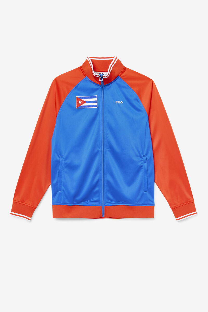 Red / White / Blue Men\'s Fila Cuba Track Jacket Outerwear | bops4ibX2PE