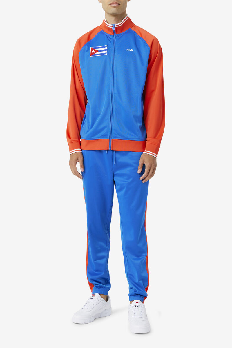 Red / White / Blue Men's Fila Cuba Track Jacket Tracksuits | kNsEQnSPPhY