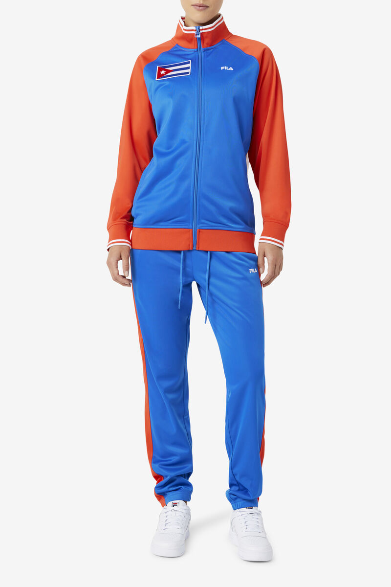 Red / White / Blue Men's Fila Cuba Track Jacket Tracksuits | kNsEQnSPPhY