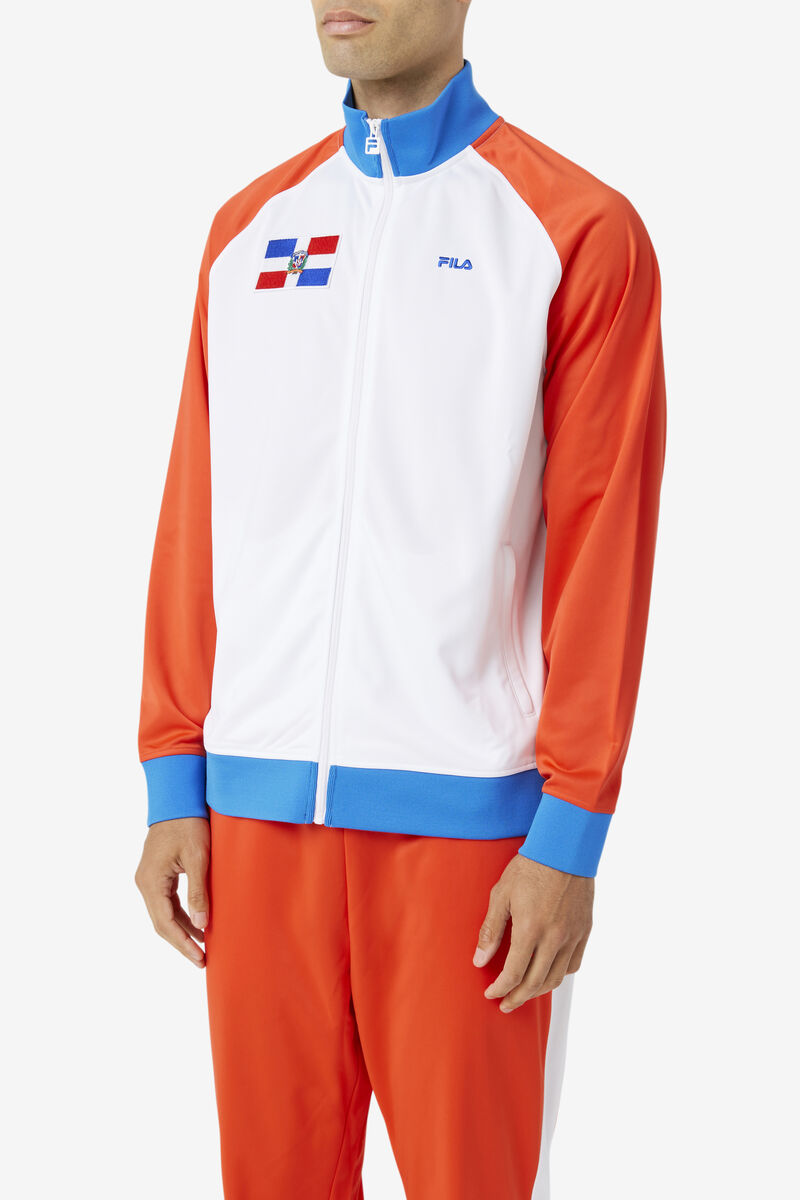 Red / White / Blue Women's Fila Dominican Republic Track Jacket Tracksuits | E4kMGVkugYk