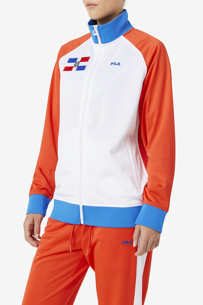 Red / White / Blue Women's Fila Dominican Republic Track Jacket Tracksuits | E4kMGVkugYk