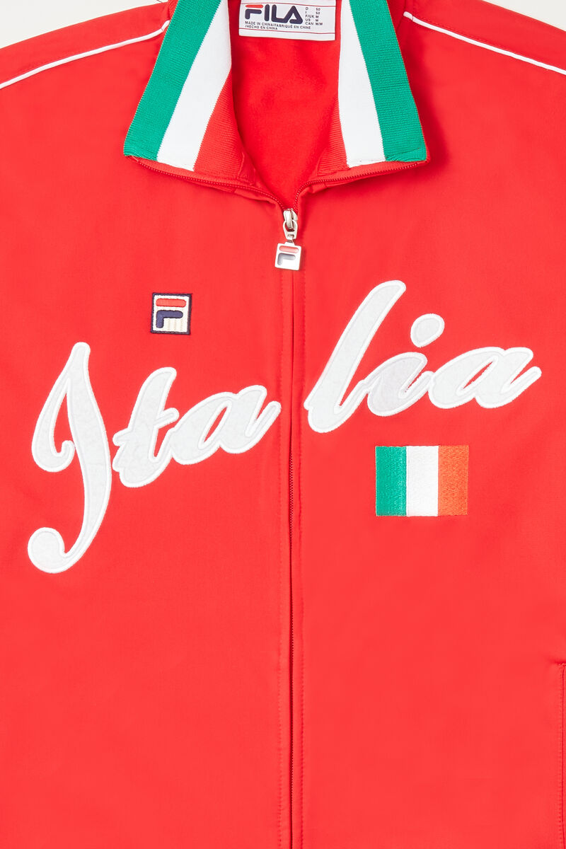 Red / White Men's Fila Italia Track Jacket Tracksuits | OeZoFsJ8ACI