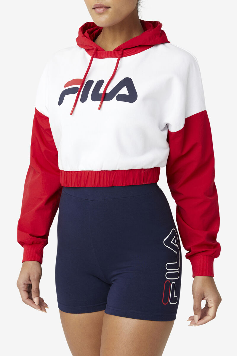 Red / White / Navy Women's Fila Saachi Hoodie Hoodies | 3VgVo8zNK4o