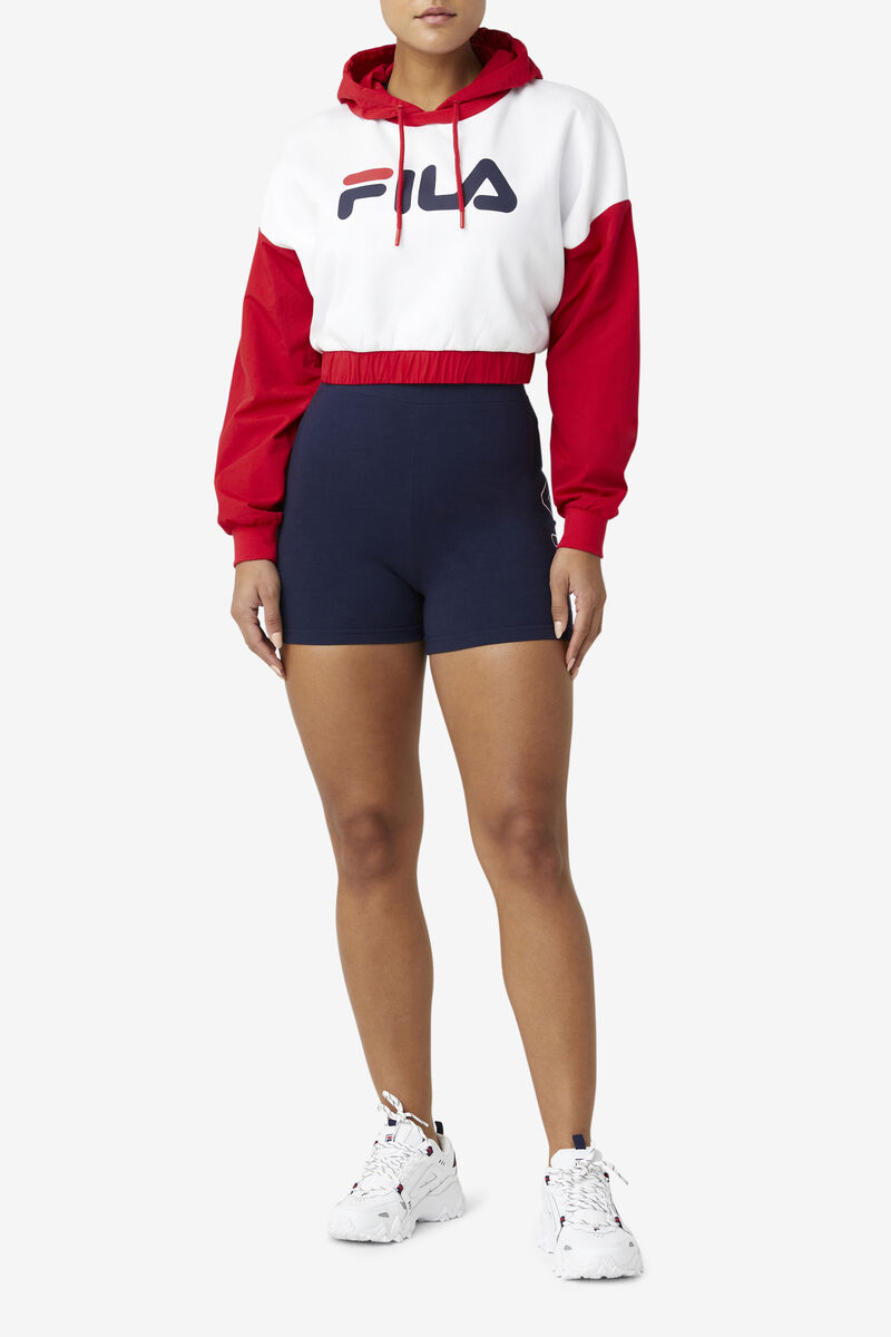 Red / White / Navy Women's Fila Saachi Hoodie Hoodies | 3VgVo8zNK4o