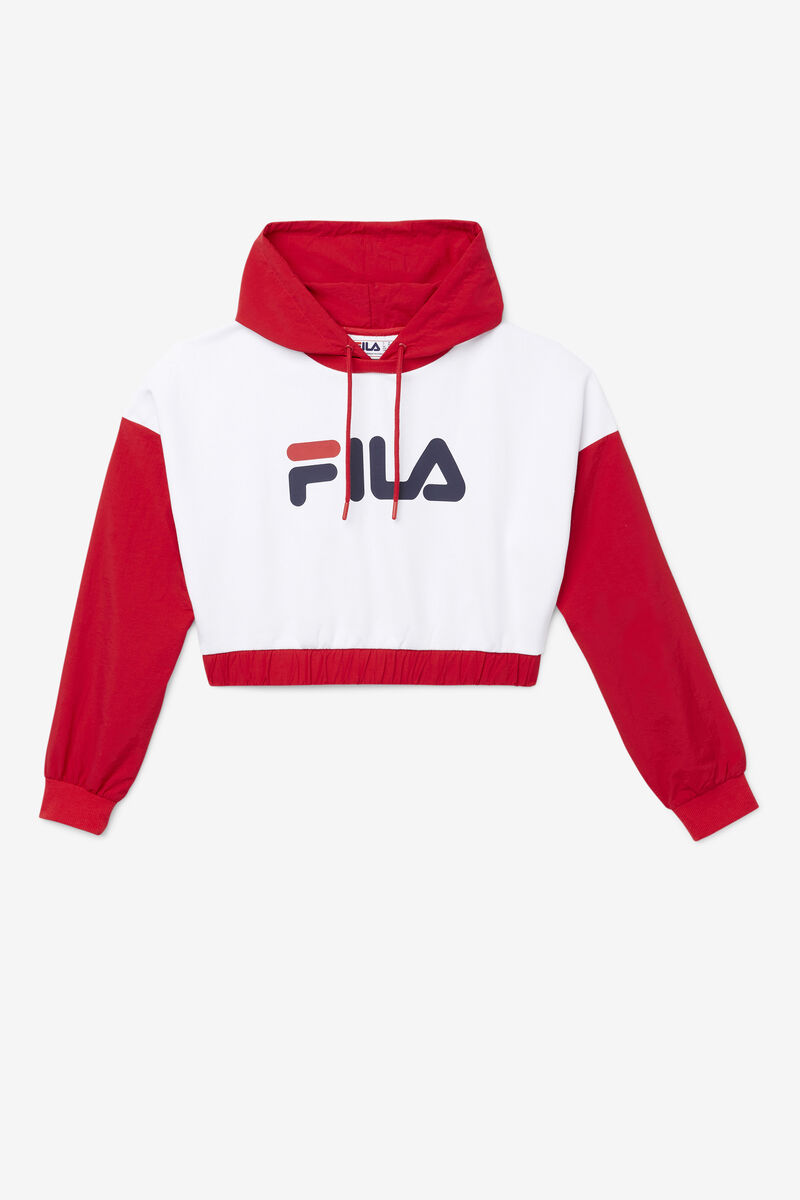 Red / White / Navy Women\'s Fila Saachi Hoodie Hoodies | 3VgVo8zNK4o