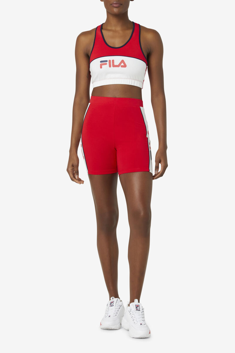 Red / White / Navy Women's Fila Trina Bike Short Leggings | 5bHbDJ2gLxi