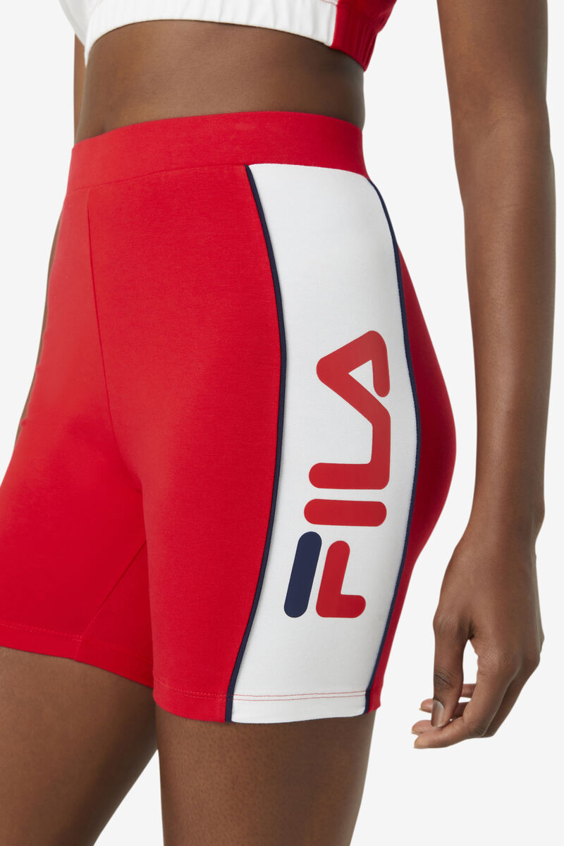 Red / White / Navy Women's Fila Trina Bike Short Leggings | 5bHbDJ2gLxi