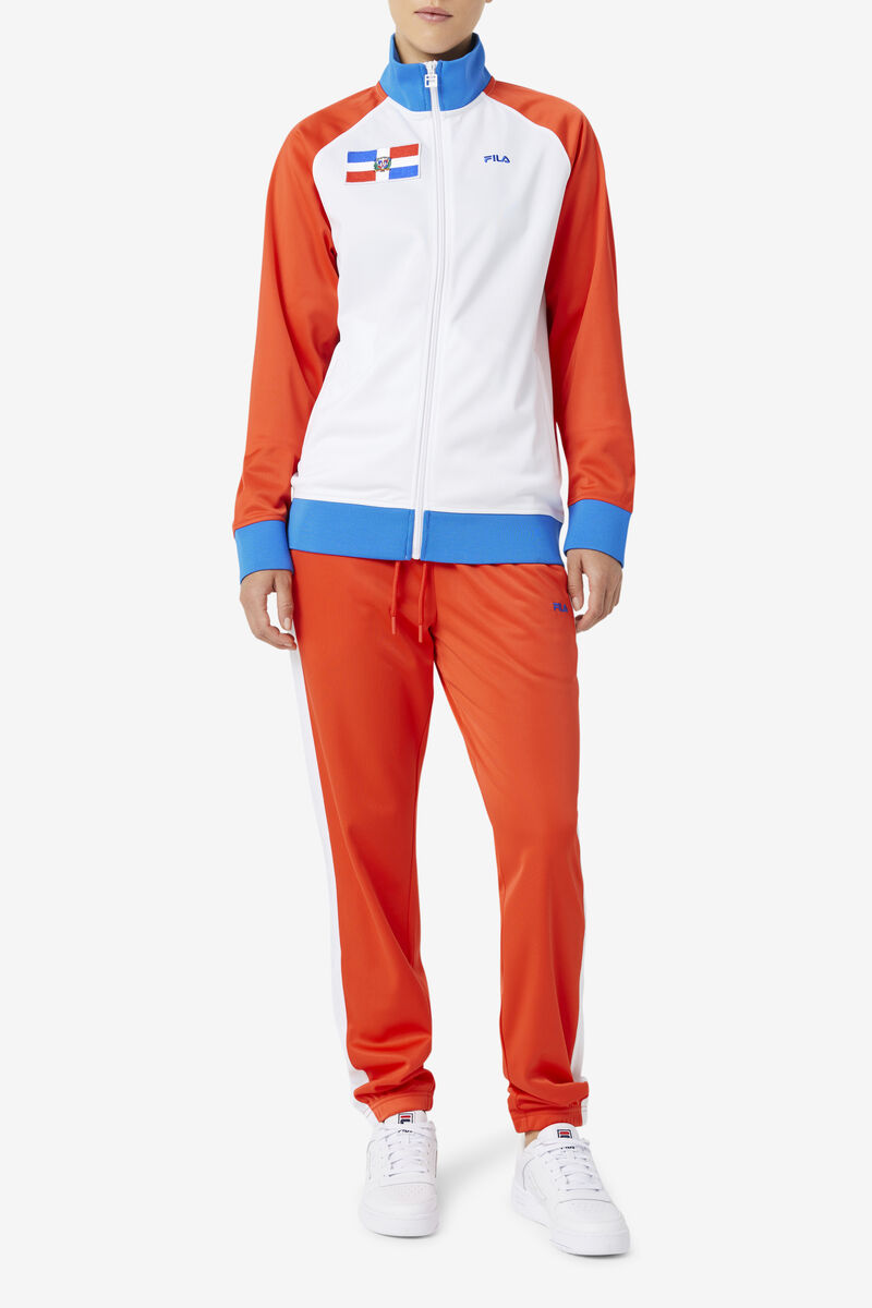 Red / White Women's Fila Dominican Republic Pant Tracksuits | BrVmBY1C5L3