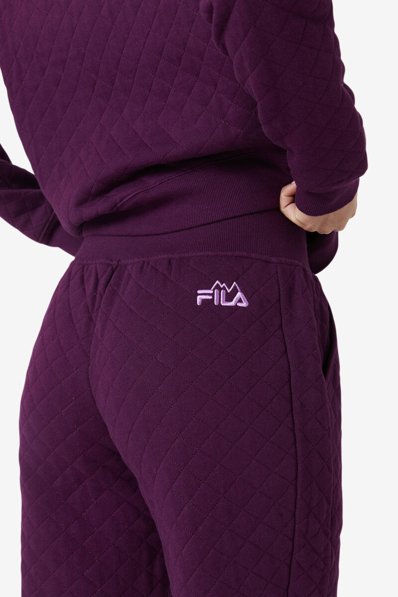 Rose Red Women's Fila Finley High Rise Quilted Jogger Tracksuits | aij9LZ5FjkT