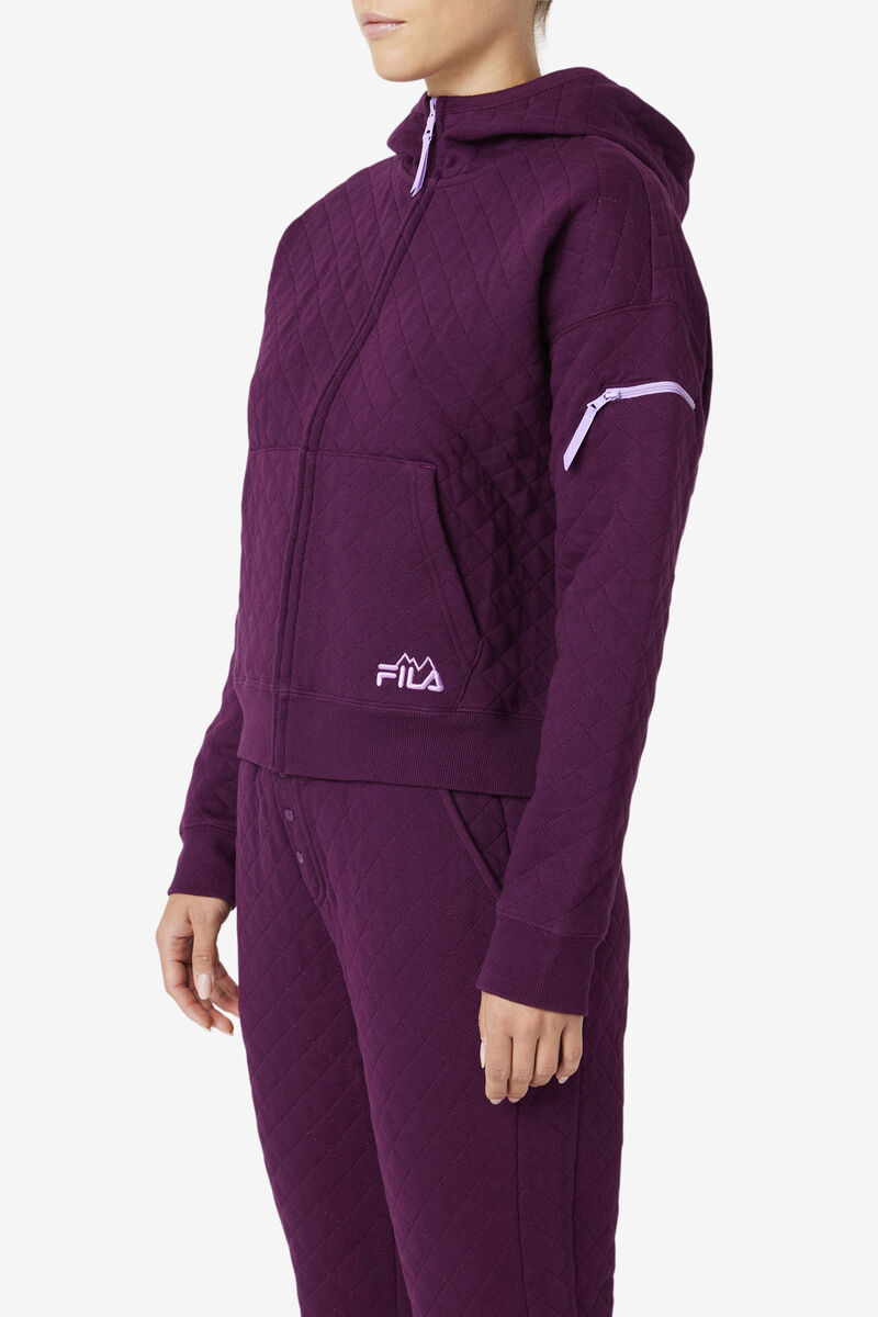 Rose Red Women's Fila Leilani Quilted Jacket Tracksuits | gF2o3DntZ9j